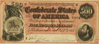 Gallery image for Confederate States of America p73: 500 Dollars